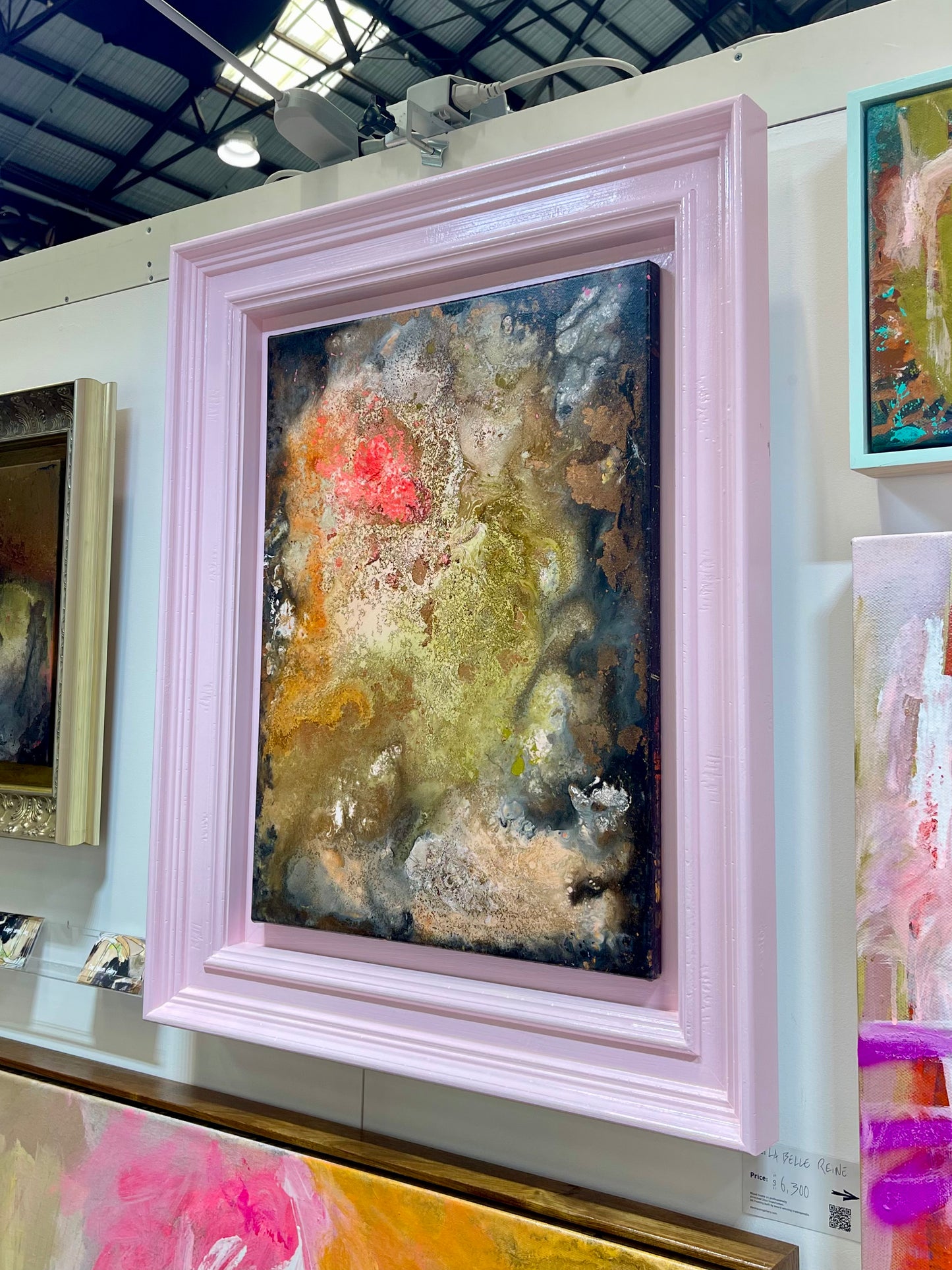 Vermillion Dancing with Pastel Pink - 43cm x 58cm ( artwork size ) in 63cm x 78cm ( frame size )