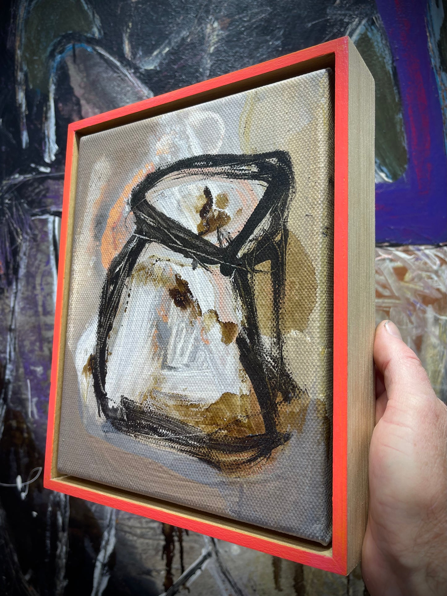 Black Vessel in Orange - 20cm x 25cm