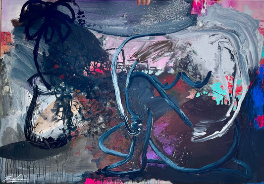 𝙼𝚊𝚍𝚊𝚖𝚎 𝙱𝚕𝚎𝚞 𝚎𝚝 𝙷𝚒𝚋𝚒𝚜𝚌𝚞𝚜. - 120cm x 170cm