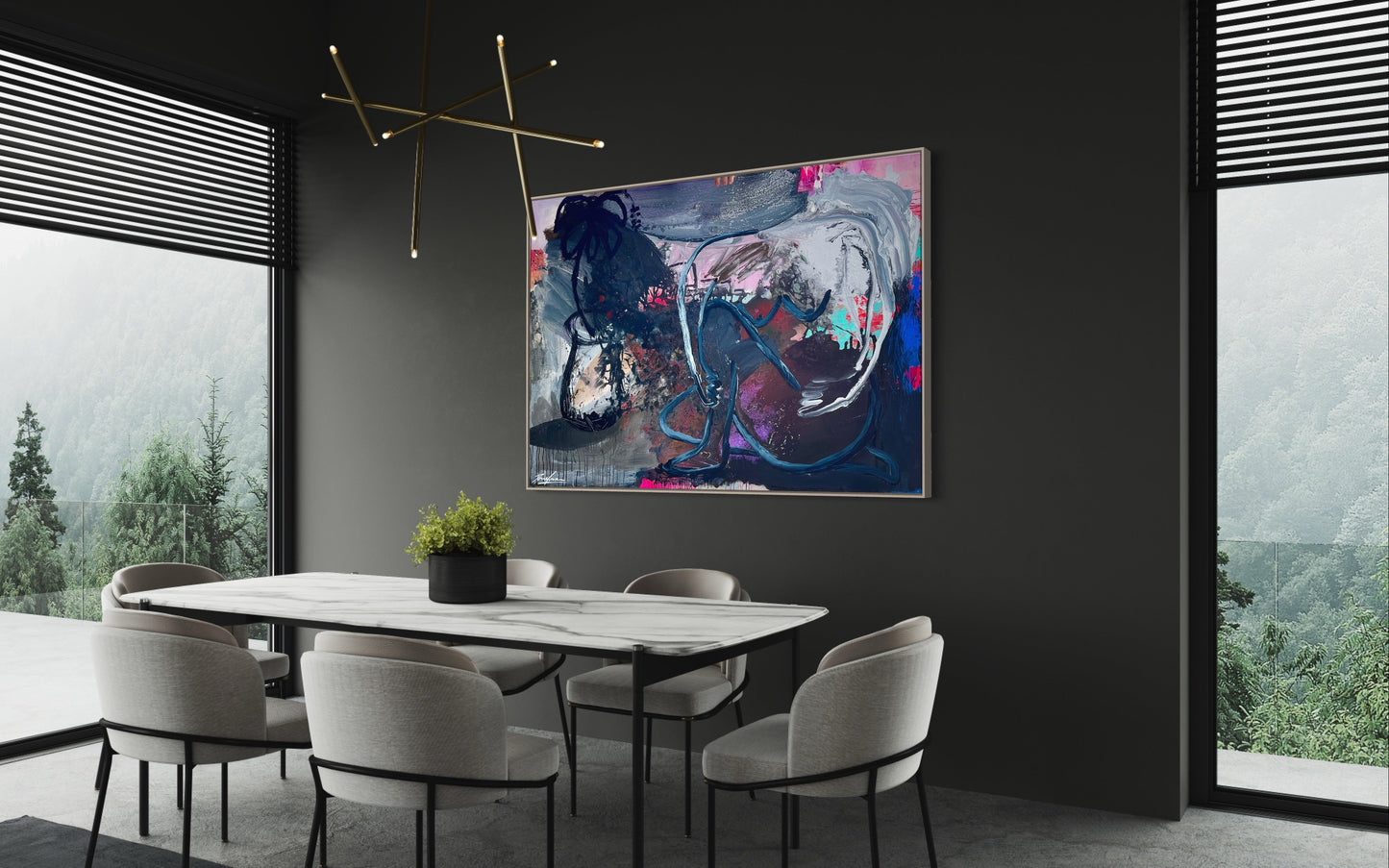 𝙼𝚊𝚍𝚊𝚖𝚎 𝙱𝚕𝚎𝚞 𝚎𝚝 𝙷𝚒𝚋𝚒𝚜𝚌𝚞𝚜. - 120cm x 170cm